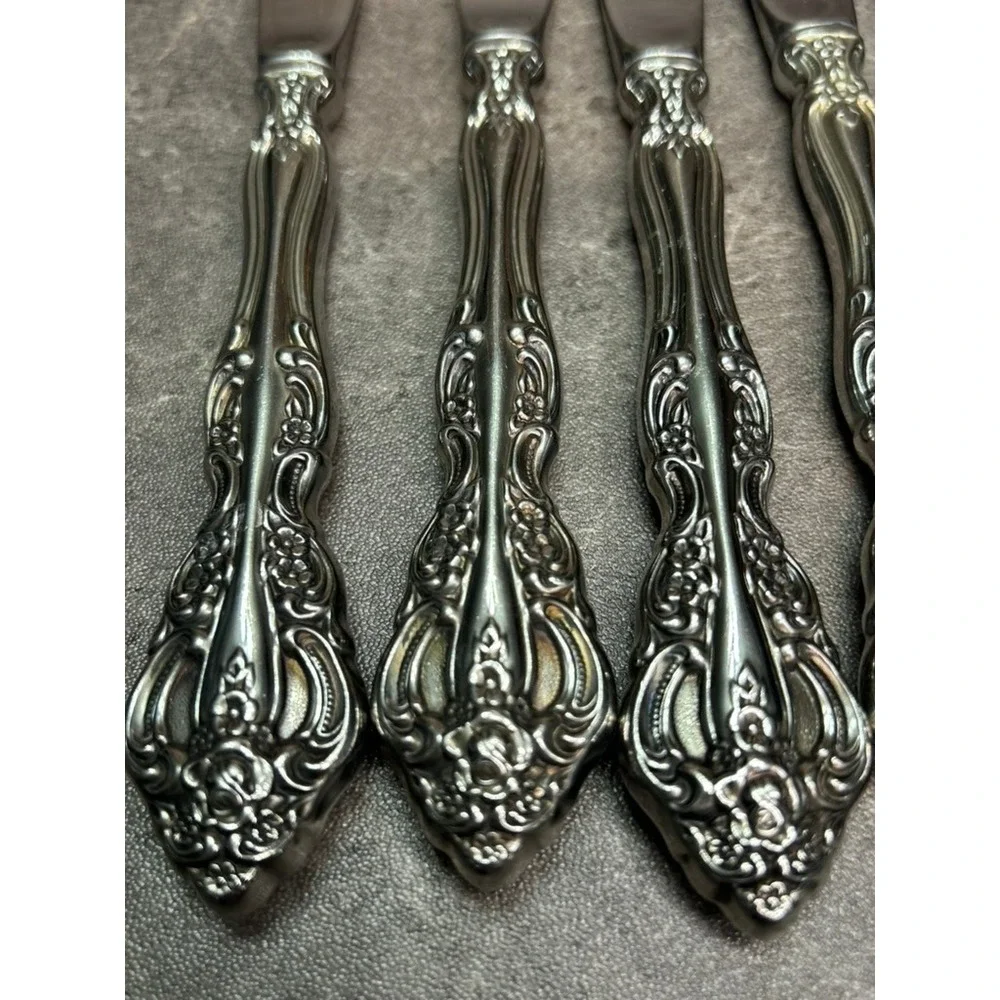 Oneida Michelangelo Dinner Knives Stainless Steel Floral Filigree Set of 7